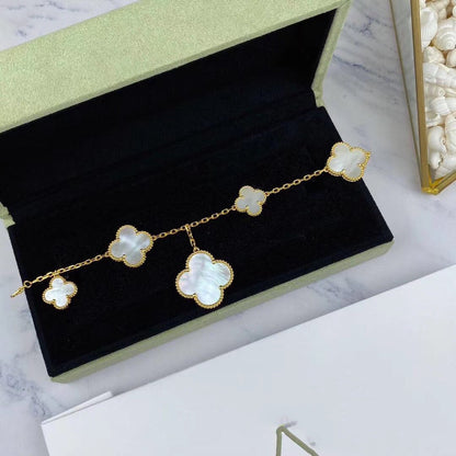 [LUCKY LOVE]MAGIC CLOVER MOP GOLD BRACELET 5 MOTIFS