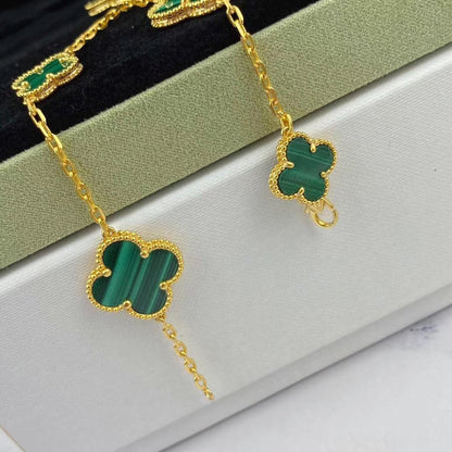 [LUCKY LOVE]MAGIC CLOVER MALACHITE GOLD BRACELET 5 MOTIFS