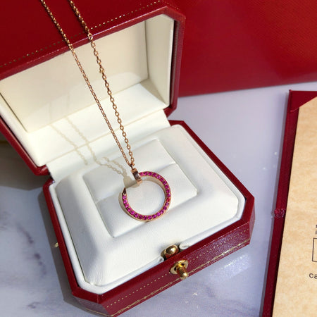 [LUCKY LOVE]JUSTE NECKLACE GOLD RED DIAMONDS