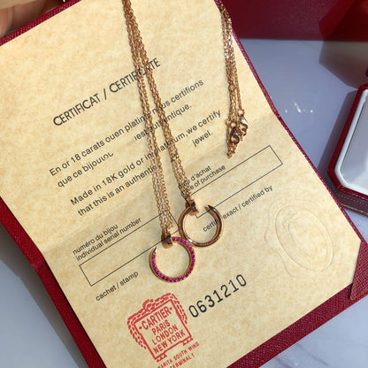 [LUCKY LOVE]JUSTE NECKLACE GOLD RED DIAMONDS
