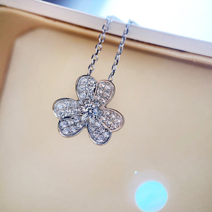 [LUCKY LOVE]CLOVER DIAMOND NECKLACE SILVER