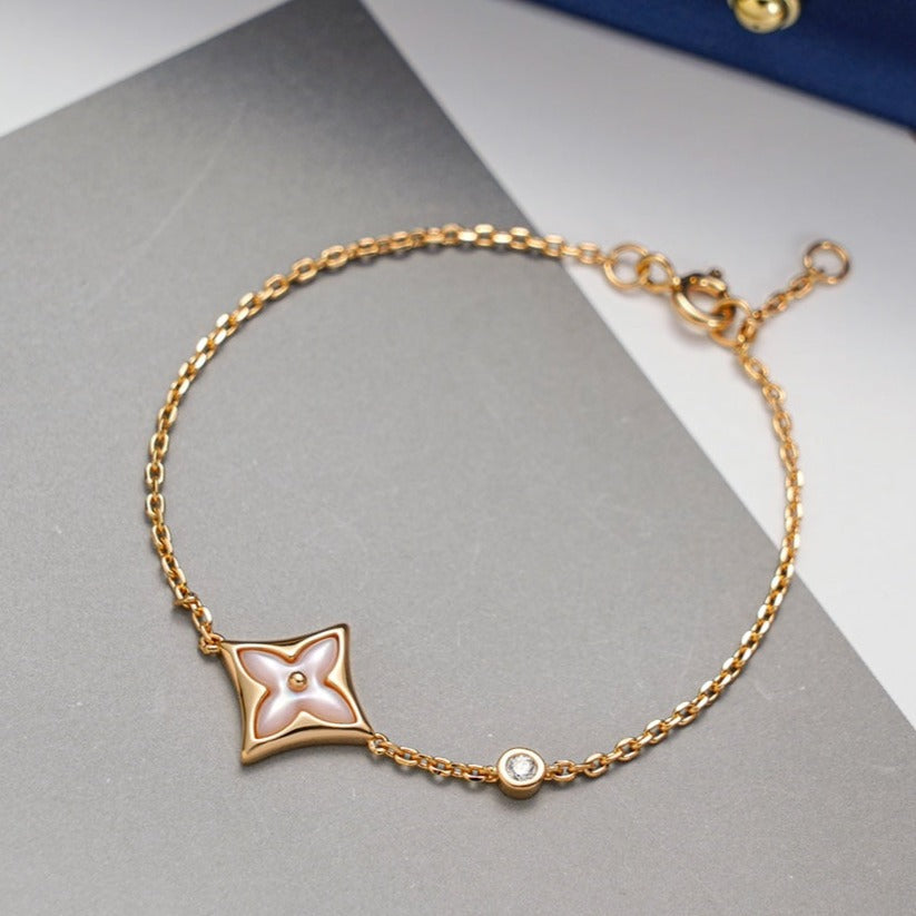 [LUCKY LOVE]STAR 1 DIAMOND PINK GOLD BRACELET