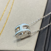 [LUCKY LOVE]POP H LIGHT BLUE NECKLACE