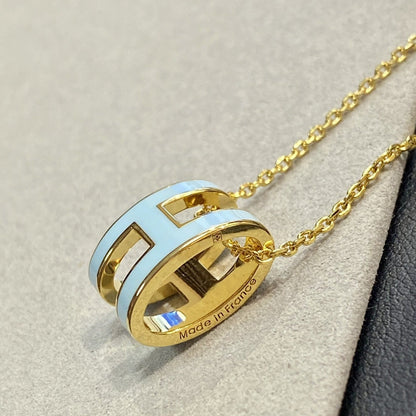 [LUCKY LOVE]POP H LIGHT BLUE NECKLACE