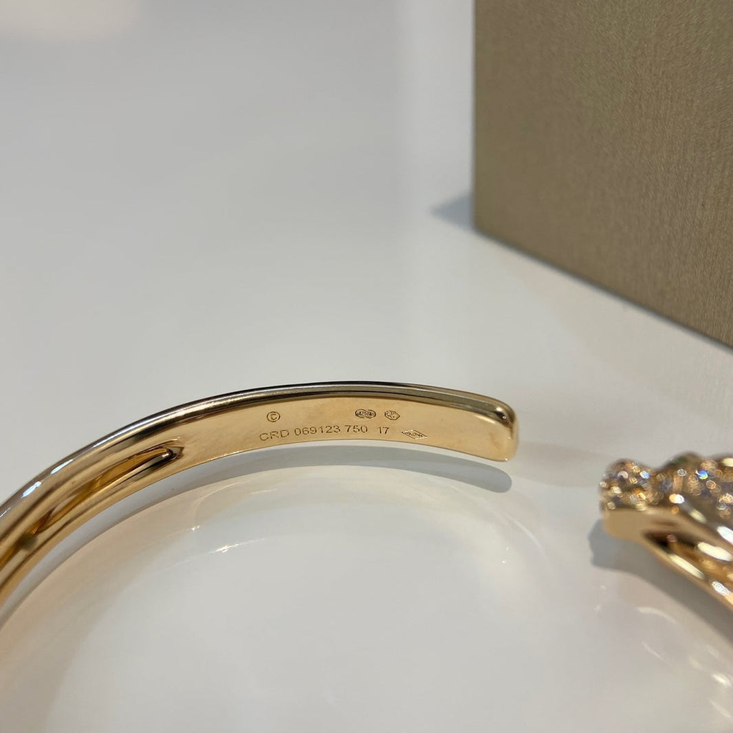 [LUCKY LOVE]PANTHERE GOLD DIAMOND OPEN BRACELET