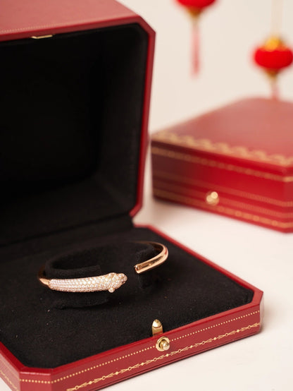 [LUCKY LOVE]PANTHERE ROSE GOLD DIAMOND OPEN BRACELET