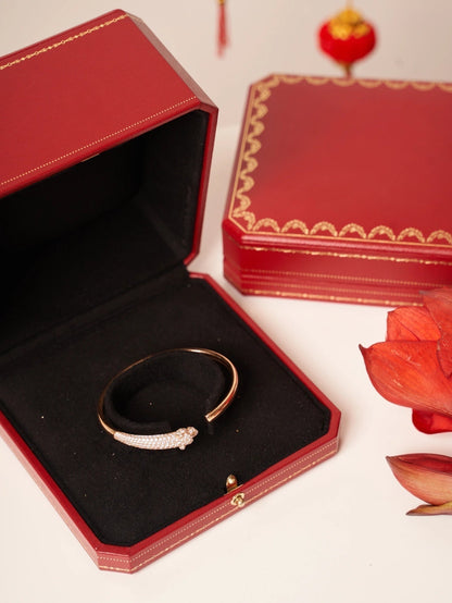 [LUCKY LOVE]PANTHERE ROSE GOLD DIAMOND OPEN BRACELET