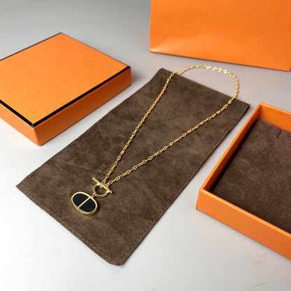 [LUCKY LOVE]CHAINE VERSO BLACK CERAMIC NECKLACE