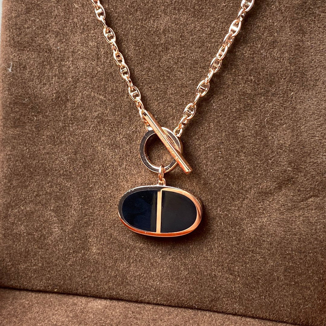 [LUCKY LOVE]CHAINE VERSO BLACK CERAMIC NECKLACE
