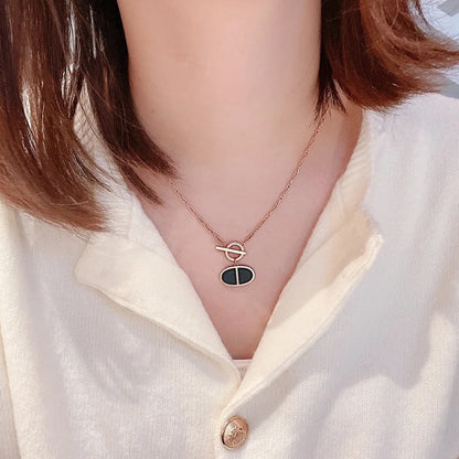[LUCKY LOVE]CHAINE VERSO BLACK CERAMIC NECKLACE