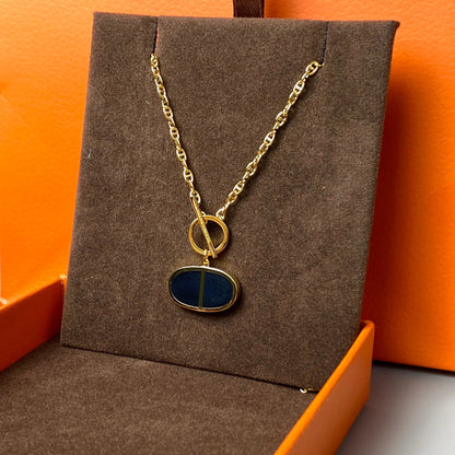 [LUCKY LOVE]CHAINE VERSO BLACK CERAMIC NECKLACE