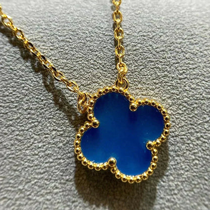 [LUCKY LOVE]CLOVER 15MM BLUE AGATE NECKLACE