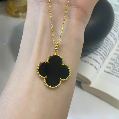 [LUCKY LOVE]CLOVER 25MM NECKLACE GOLD ONYX
