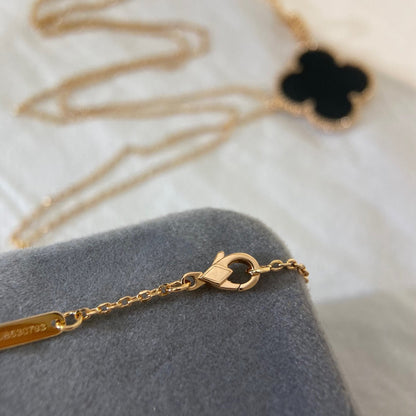 [LUCKY LOVE]CLOVER 25MM NECKLACE GOLD ONYX
