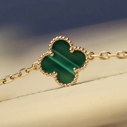 [LUCKY LOVE]CLOVER 20 MOTIFS MALACHITE DIAMOND NECKLACE