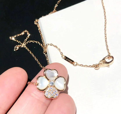 [LUCKY LOVE]CLOVER MOP DIAMOND ROSE GOLD NECKLACE