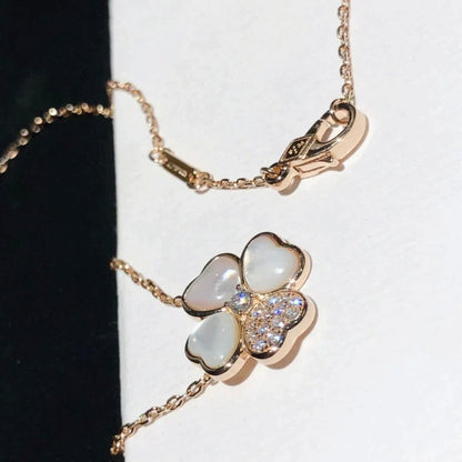 [LUCKY LOVE]CLOVER MOP DIAMOND ROSE GOLD NECKLACE