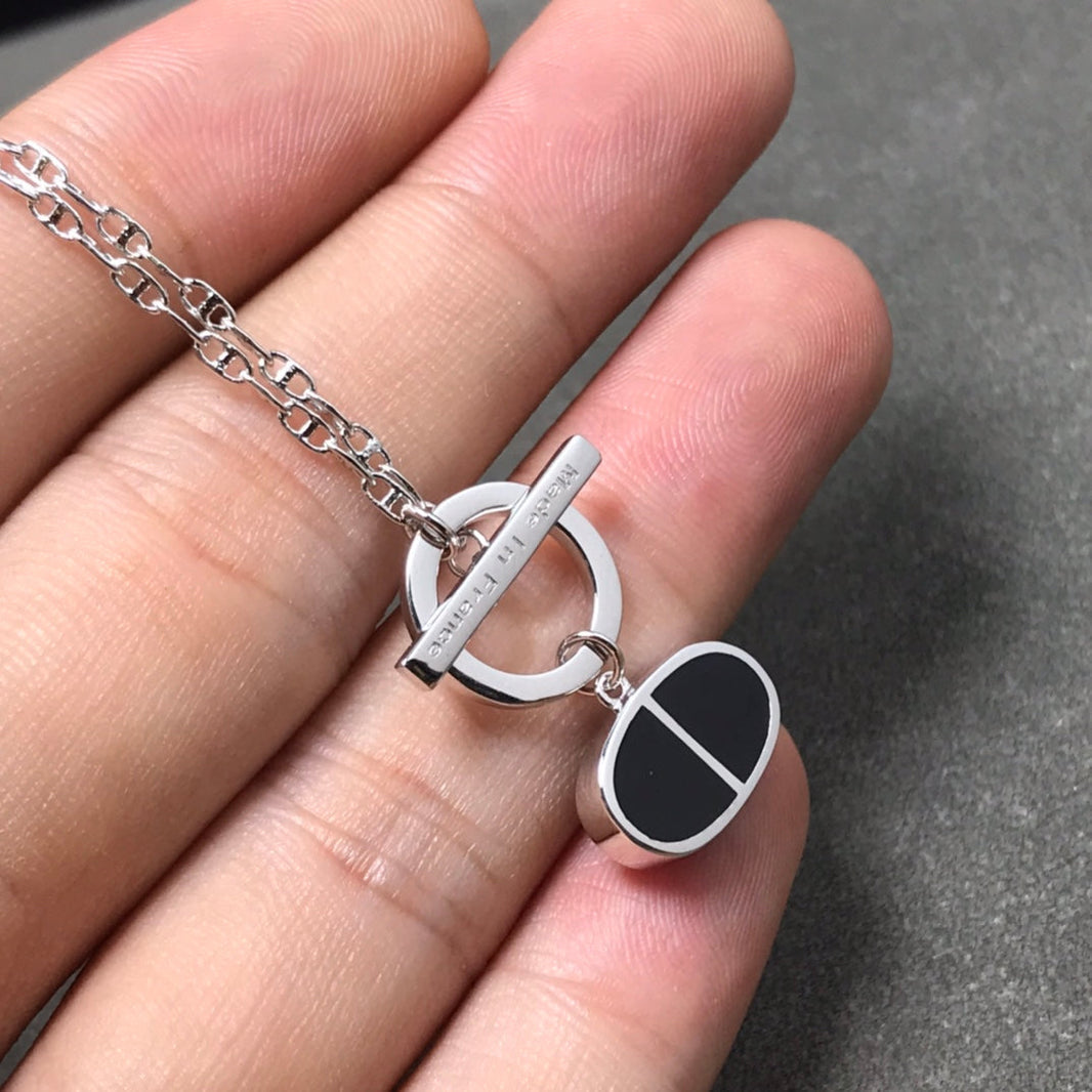 [LUCKY LOVE]CHAINE VERSO BLACK CERAMIC  NECKLACE