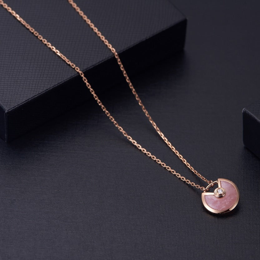 [LUCKY LOVE]AMULETTE ROSE GOLD PINK MOP NECKLACE