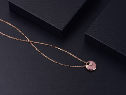 [LUCKY LOVE]AMULETTE ROSE GOLD PINK MOP NECKLACE