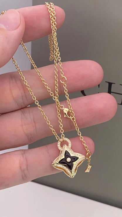 [LUCKY LOVE]STAR PEDANT PINK GOLD DIAMOND NECKLACE