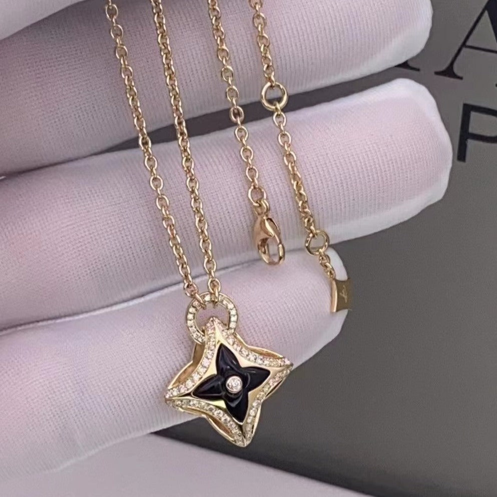 [LUCKY LOVE]STAR PEDANT PINK GOLD DIAMOND NECKLACE