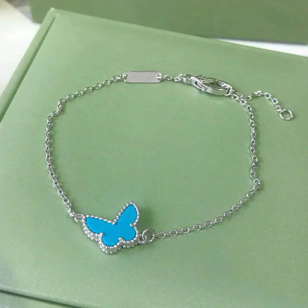 [LUCKY LOVE]BUTTERFLY TURQUOISE BUTTERFLY BRACELET SILVER