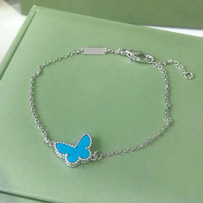 [LUCKY LOVE]BUTTERFLY TURQUOISE BUTTERFLY BRACELET SILVER