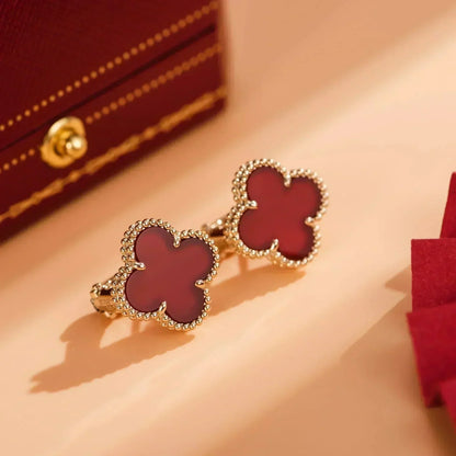[LUCKY LOVE]CLOVER MEDIUM 1 MOTIFS CARNELIAN  EARRINGS