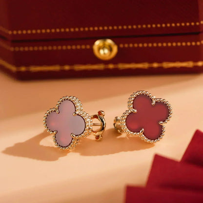[LUCKY LOVE]CLOVER MEDIUM 1 MOTIFS CARNELIAN  EARRINGS