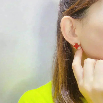 [LUCKY LOVE]CLOVER MEDIUM 1 MOTIFS CARNELIAN  EARRINGS