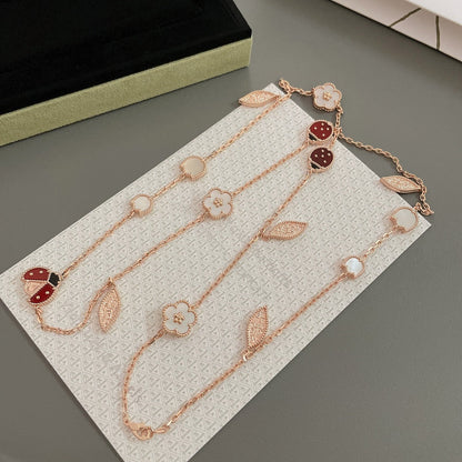 [LUCKY LOVE]LUCKY SPRING 15 MOTIFS ROSE GOLD NECKLACE