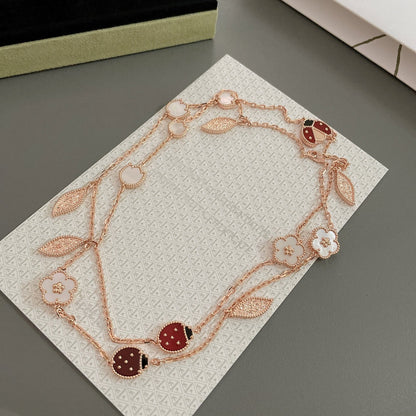 [LUCKY LOVE]LUCKY SPRING 15 MOTIFS ROSE GOLD NECKLACE