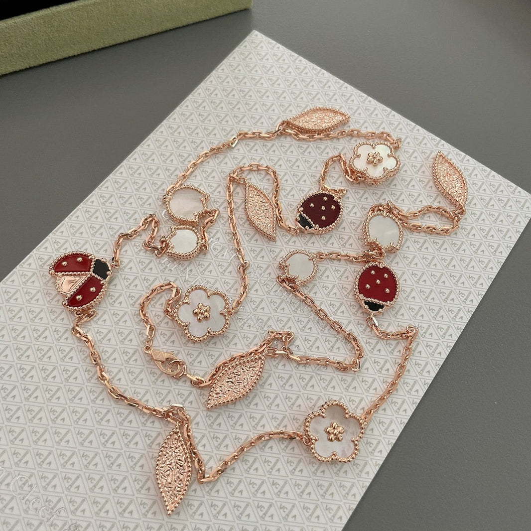 [LUCKY LOVE]LUCKY SPRING 15 MOTIFS ROSE GOLD NECKLACE
