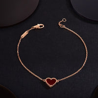 [LUCKY LOVE]HEART CARNELIAN PINK GOLD BRACELET