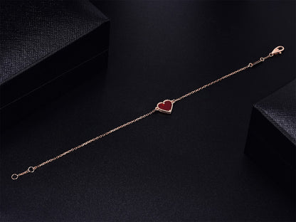 [LUCKY LOVE]HEART CARNELIAN PINK GOLD BRACELET