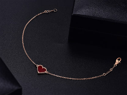 [LUCKY LOVE]HEART CARNELIAN PINK GOLD BRACELET