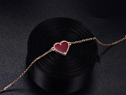 [LUCKY LOVE]HEART CARNELIAN PINK GOLD BRACELET