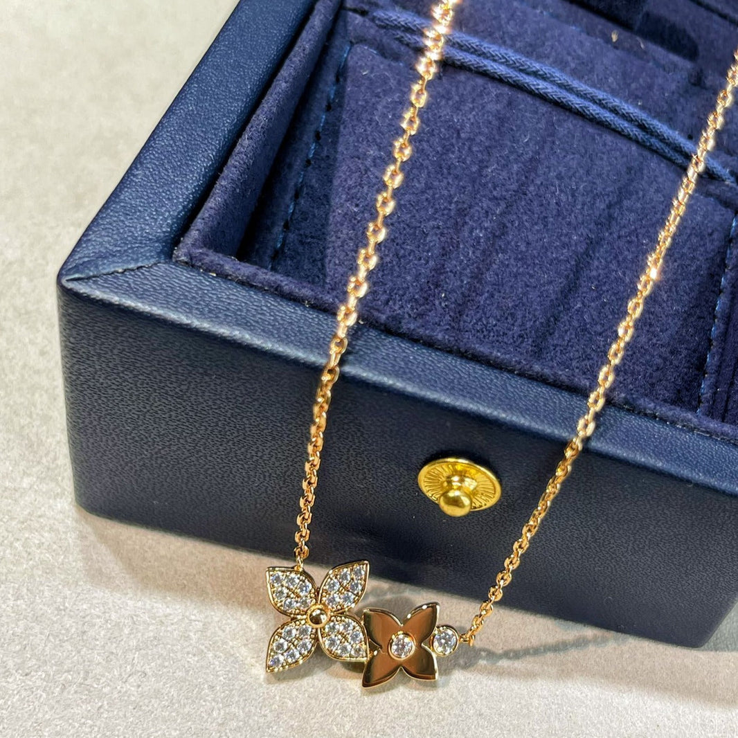 [LUCKY LOVE]STAR BLOSSOM NECKLACE PINK GOLD DIAMONDS
