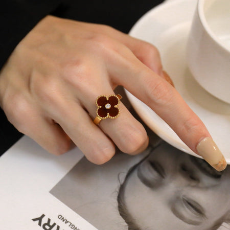 [LUCKY LOVE]CLOVER CARNELIAN RING ROSE GOLD DIAMOND