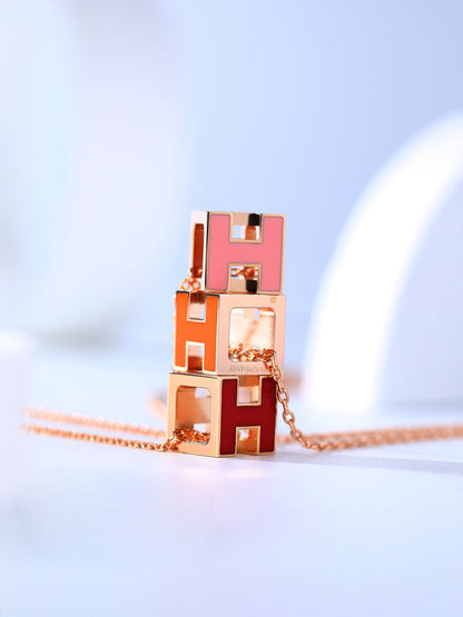 [LUCKY LOVE]H CAGE PINK GOLD NECKLACE