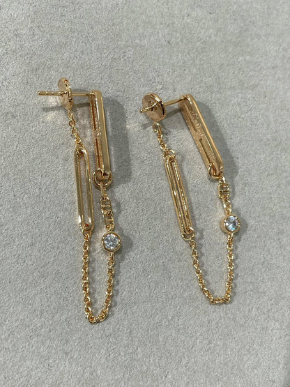 [LUCKY LOVE]CHAINE CHAOS DIAMOND DROP EARRINGS