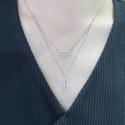 [LUCKY LOVE]MOVE 2 ROW DIAMOND NECKLACE