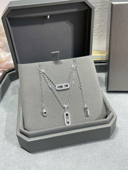 [LUCKY LOVE]MOVE 2 ROW DIAMOND NECKLACE