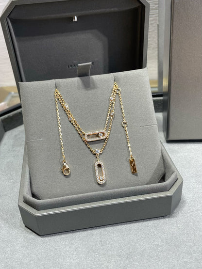 [LUCKY LOVE]MOVE 2 ROW DIAMOND NECKLACE