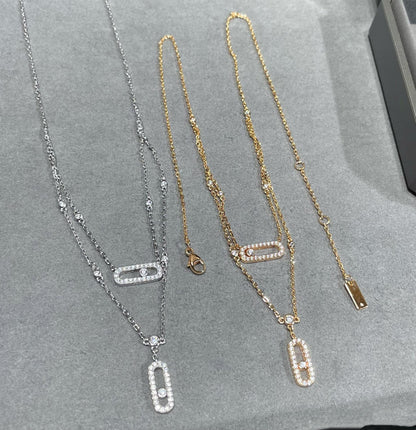 [LUCKY LOVE]MOVE 2 ROW DIAMOND NECKLACE