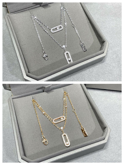 [LUCKY LOVE]MOVE 2 ROW DIAMOND NECKLACE