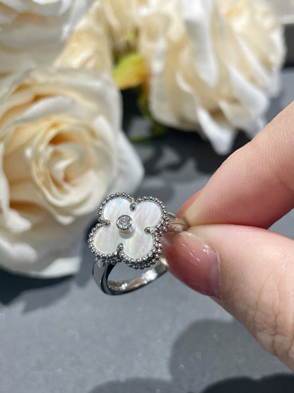 [LUCKY LOVE]CLOVER SILVER MOP DIAMOND RING