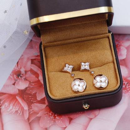 [LUCKY LOVE]STAR AND SUN PINK GOLD MOP DROP EARRINGS