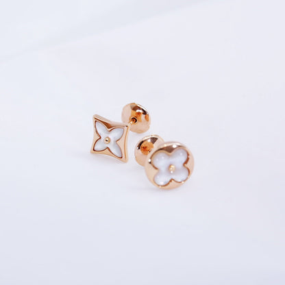 [LUCKY LOVE]STAR AND SUN PINK GOLD MOP STUD EARRINGS